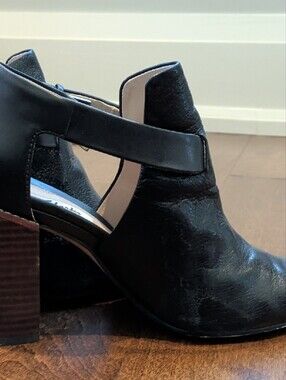 Clarks Black Cutout Block Heel Booties